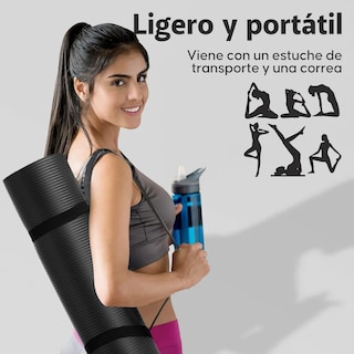 Foto 4 | Tapete Yoga Belug Pilates Ejercicio 10 Mm Antideslizante Negro