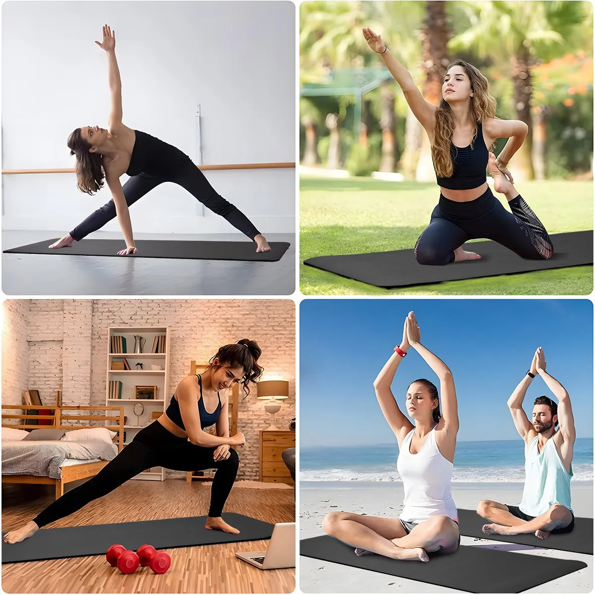 Foto 6 pulgar | Tapete Yoga Belug Pilates Ejercicio 10 Mm Antideslizante Negro
