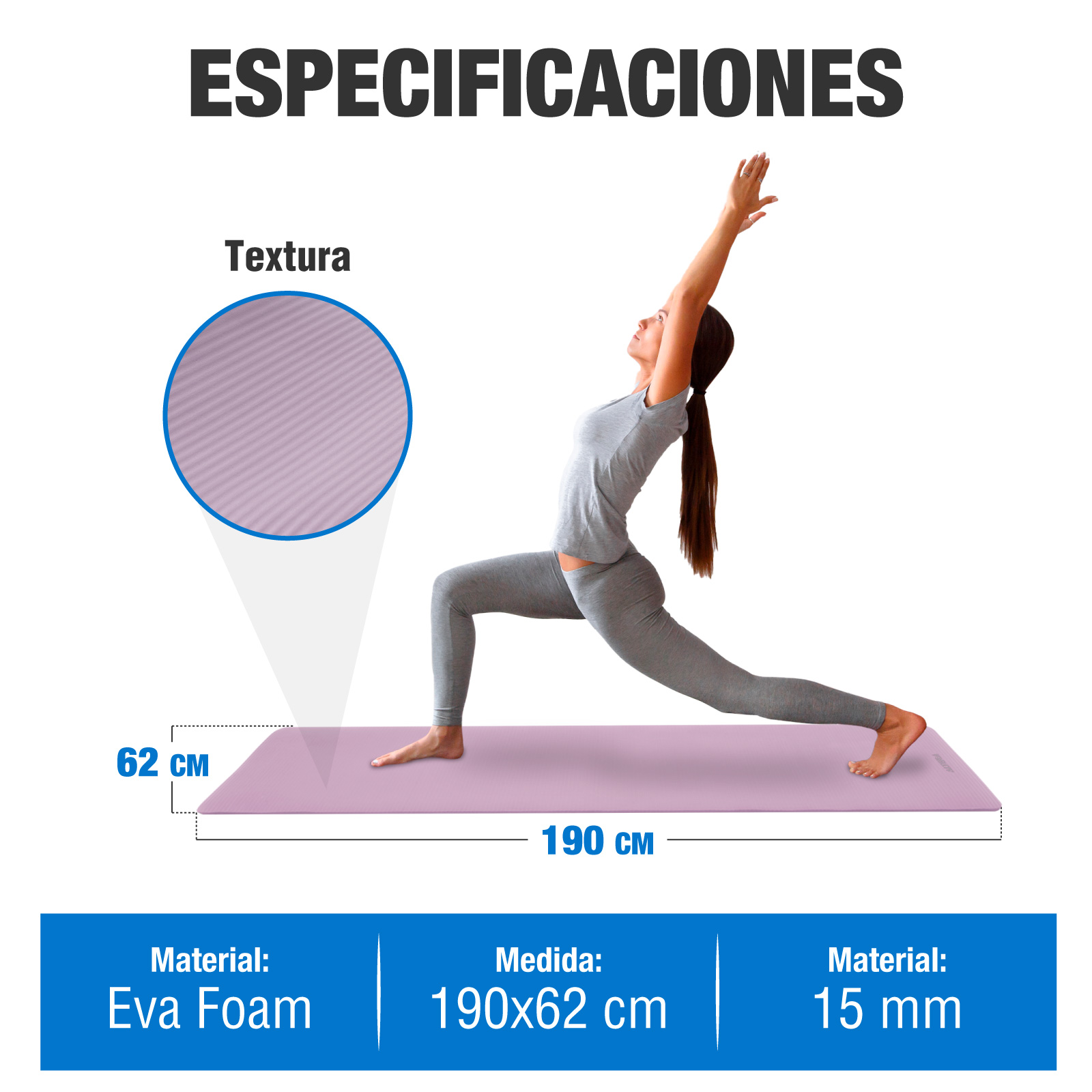 Foto 7 pulgar | Tapete Yoga Grueso 15 Mm Fitness Altera Nbr Antiderrapante - Petunia