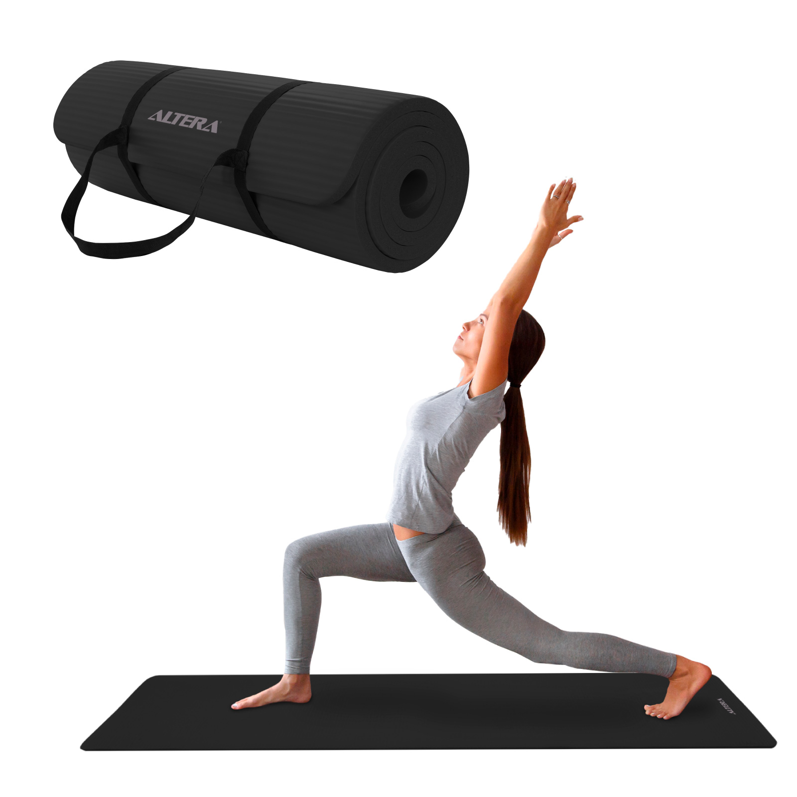Tapete Yoga Grueso 15 Mm Fitness Altera Nbr Antiderrapante - Negro