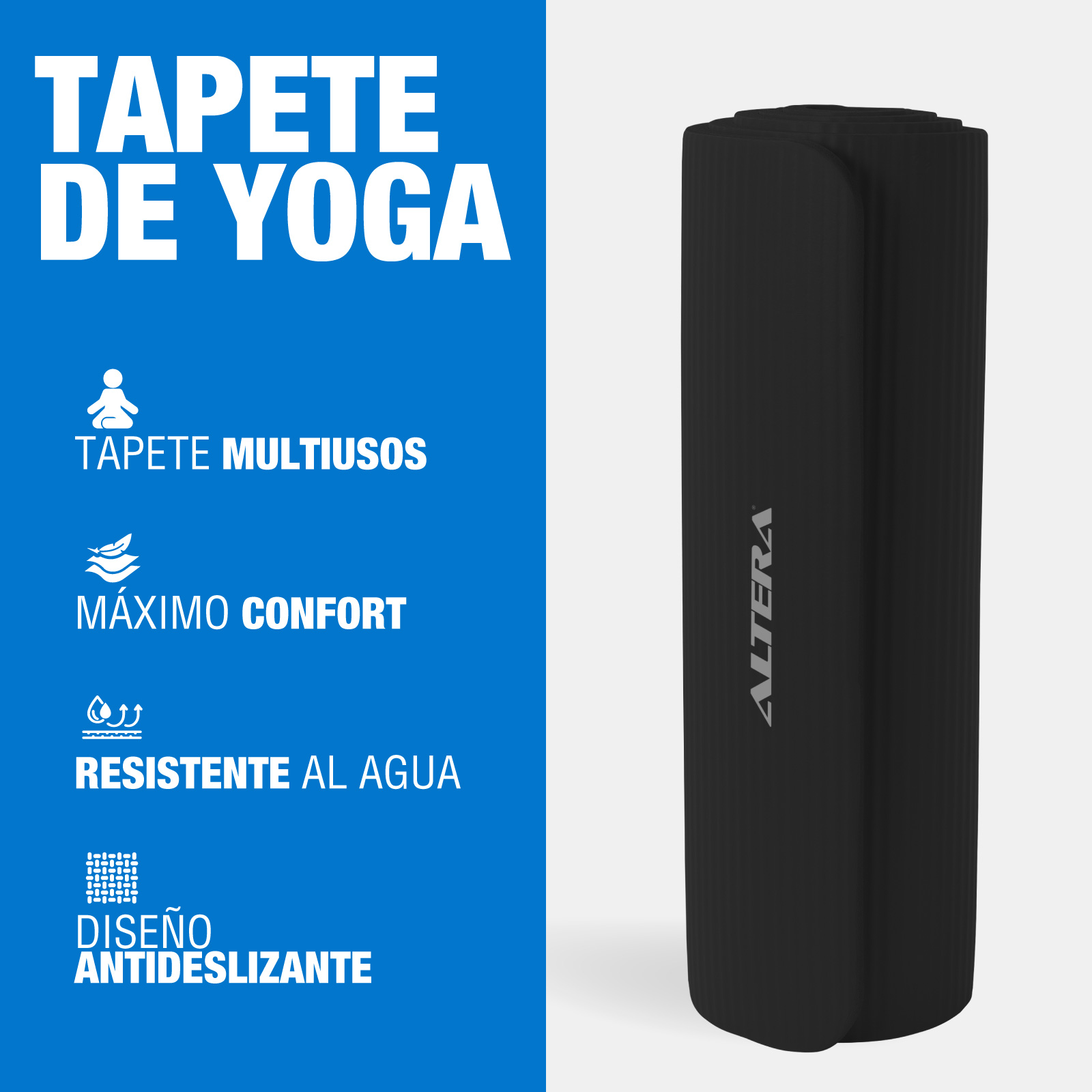 Foto 3 pulgar | Tapete Yoga Grueso 15 Mm Fitness Altera Nbr Antiderrapante - Negro