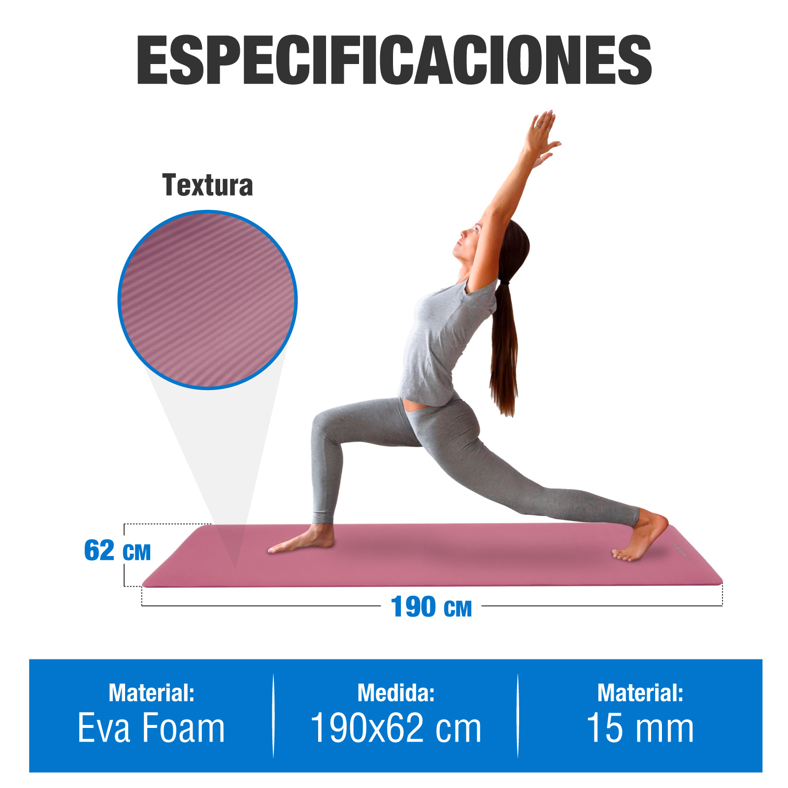 Foto 7 pulgar | Tapete Yoga Grueso 15 Mm Fitness Altera Nbr Antiderrapante - Uva