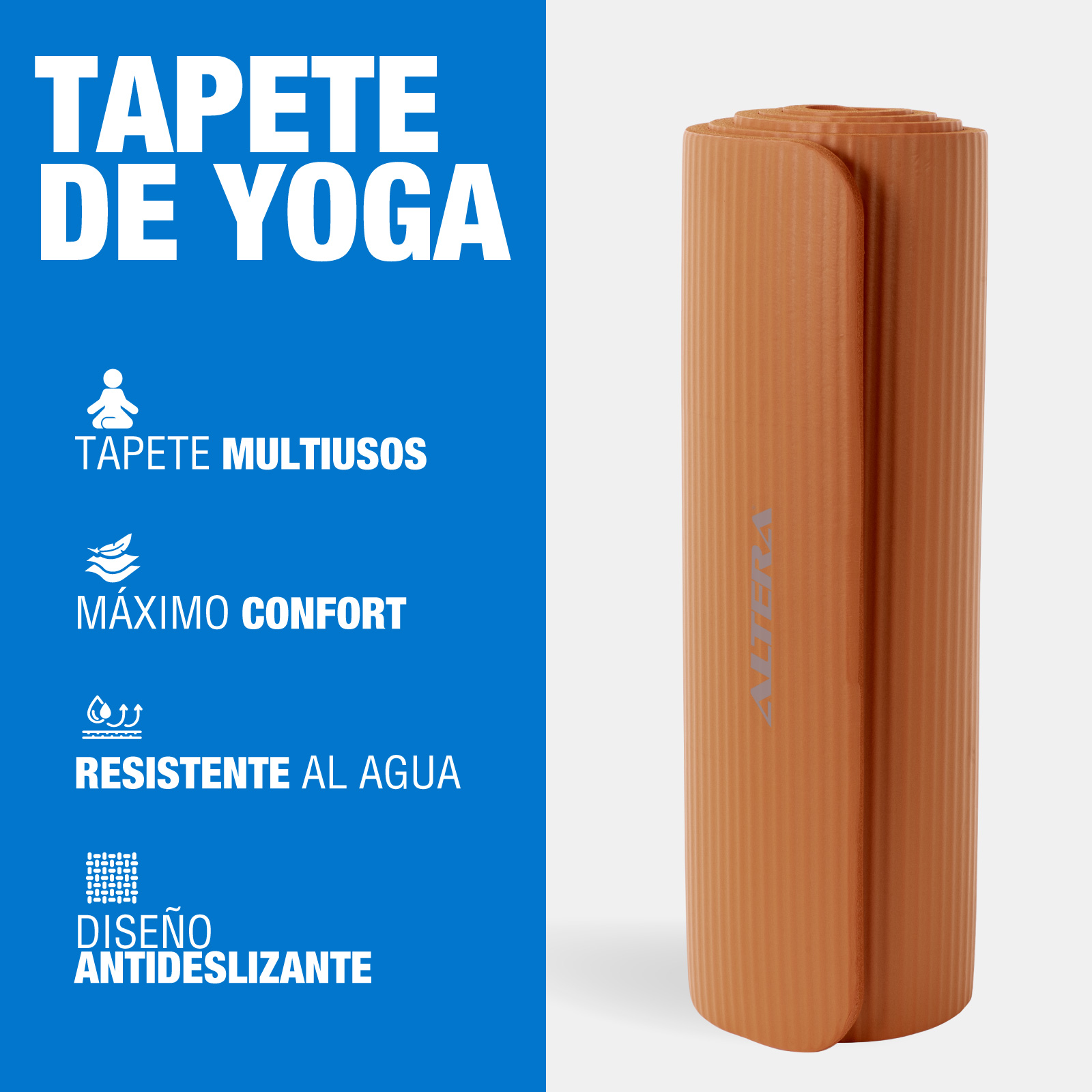 Foto 3 pulgar | Tapete Yoga Grueso 15 Mm Fitness Altera Nbr Antiderrapante - Mocha