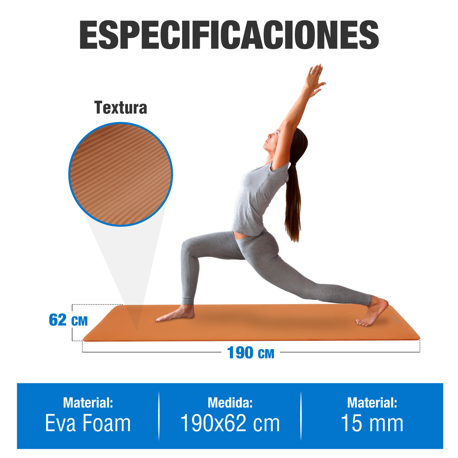 Foto 7 pulgar | Tapete Yoga Grueso 15 Mm Fitness Altera Nbr Antiderrapante - Mocha