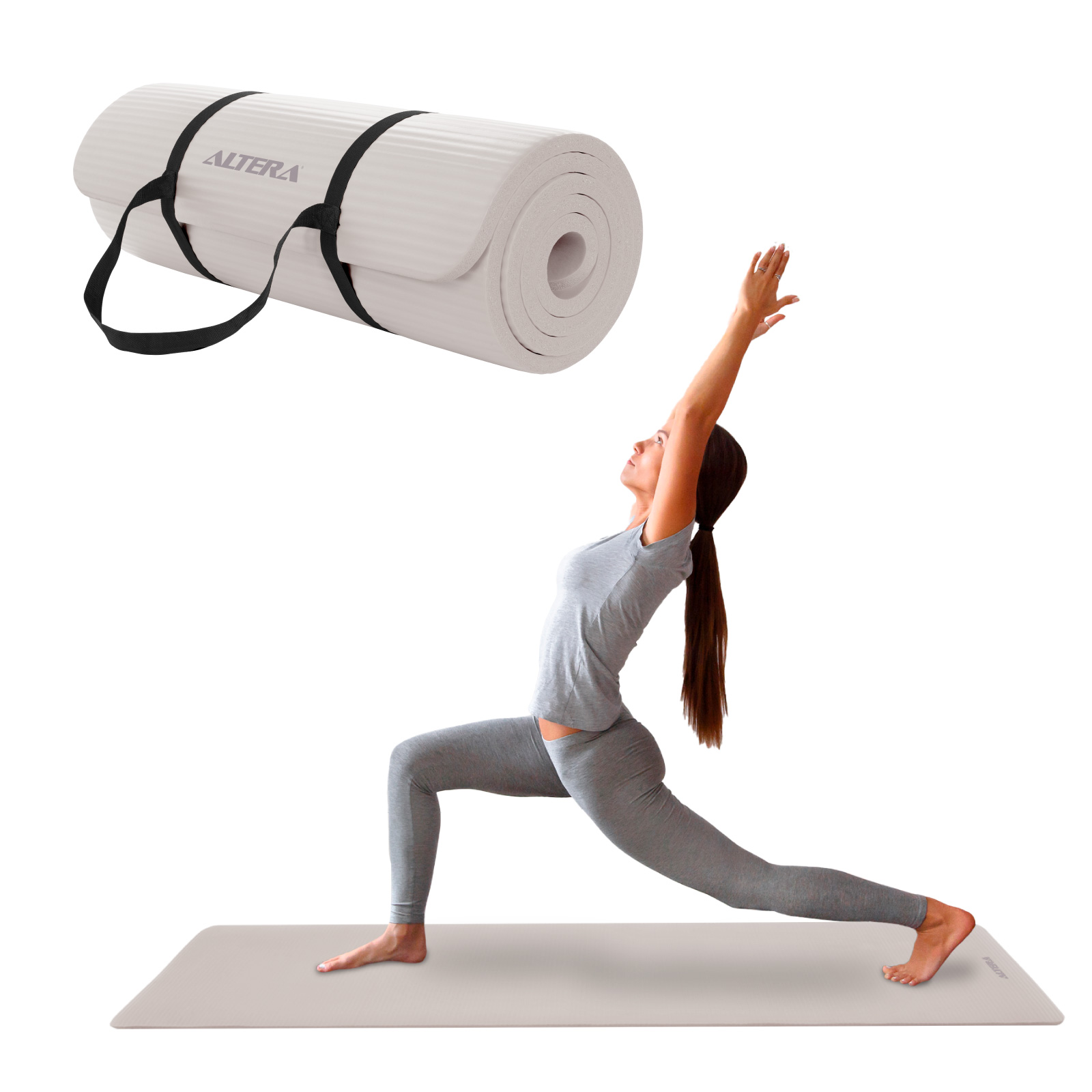 Tapete Yoga Grueso 15 Mm Fitness Altera Nbr Antiderrapante - Arena