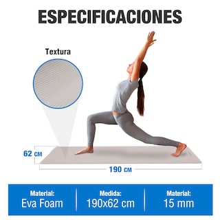 Foto 6 | Tapete Yoga Grueso 15 Mm Fitness Altera Nbr Antiderrapante - Arena