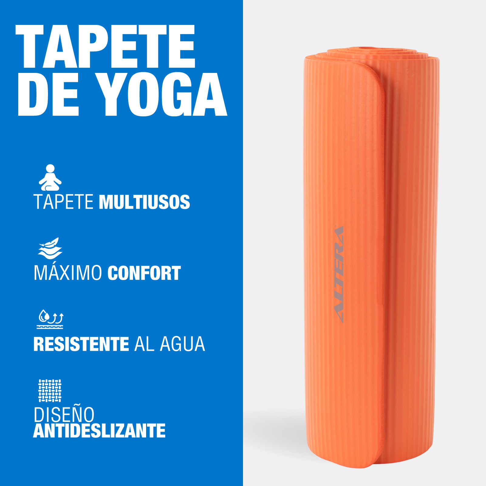 Foto 3 pulgar | Tapete Yoga Grueso 15 Mm Fitness Altera Nbr Antiderrapante - Naranja