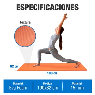 Foto 6 | Tapete Yoga Grueso 15 Mm Fitness Altera Nbr Antiderrapante - Naranja