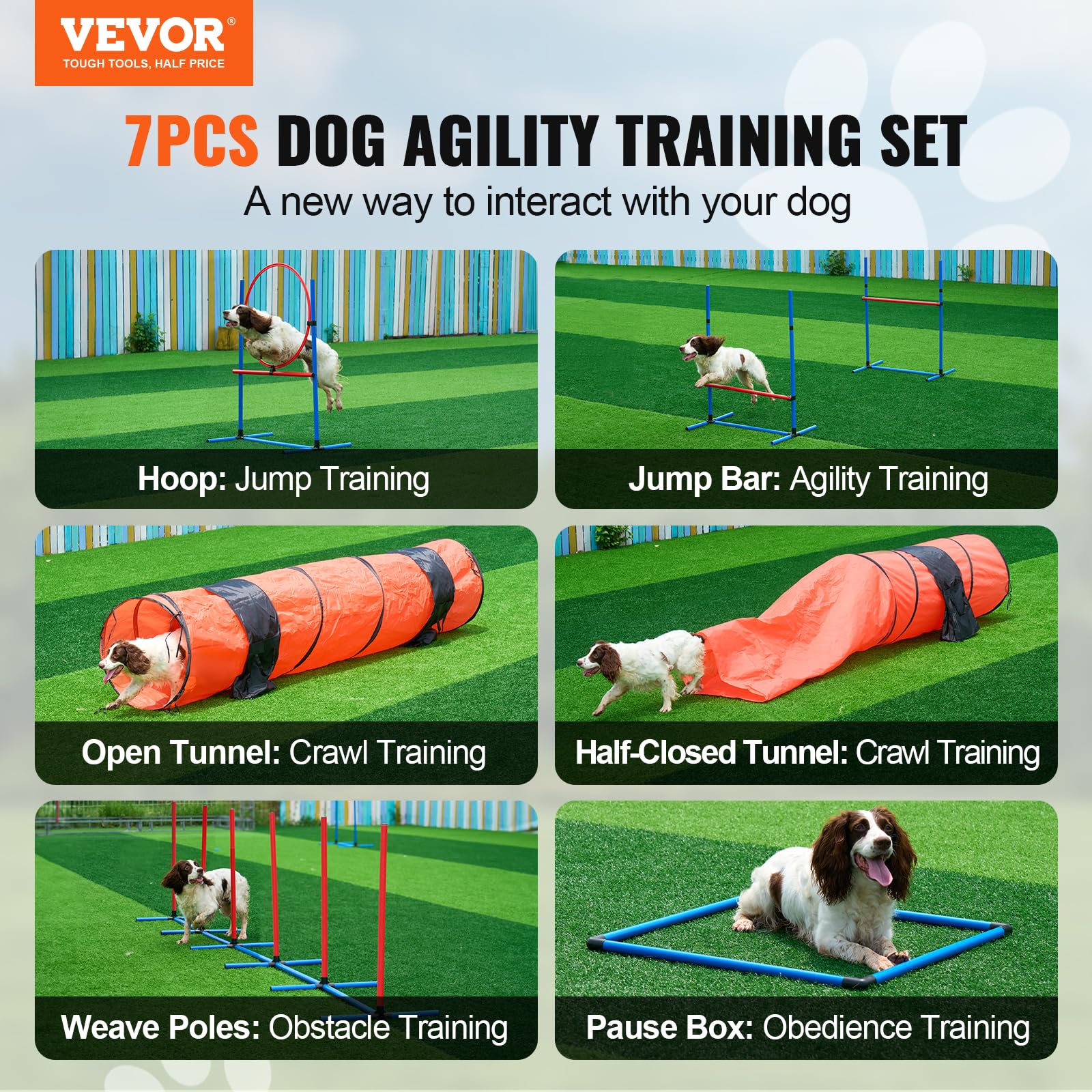 Foto 3 pulgar | Set De Entrenamiento De Agilidad Para Perros Vevor, 13 Piezas, Con 2 Túneles Y Sacos De Arena - Venta Internacional.