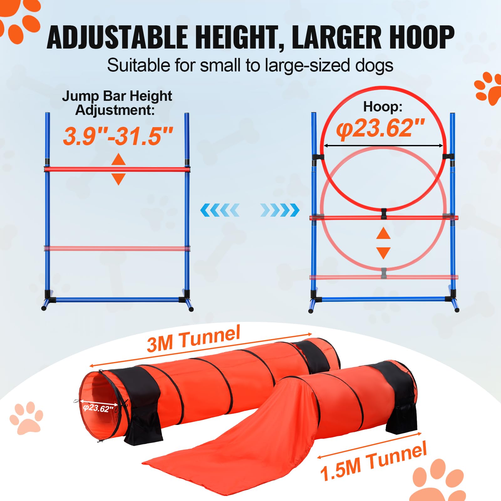 Foto 6 pulgar | Set De Entrenamiento De Agilidad Para Perros Vevor, 13 Piezas, Con 2 Túneles Y Sacos De Arena - Venta Internacional.