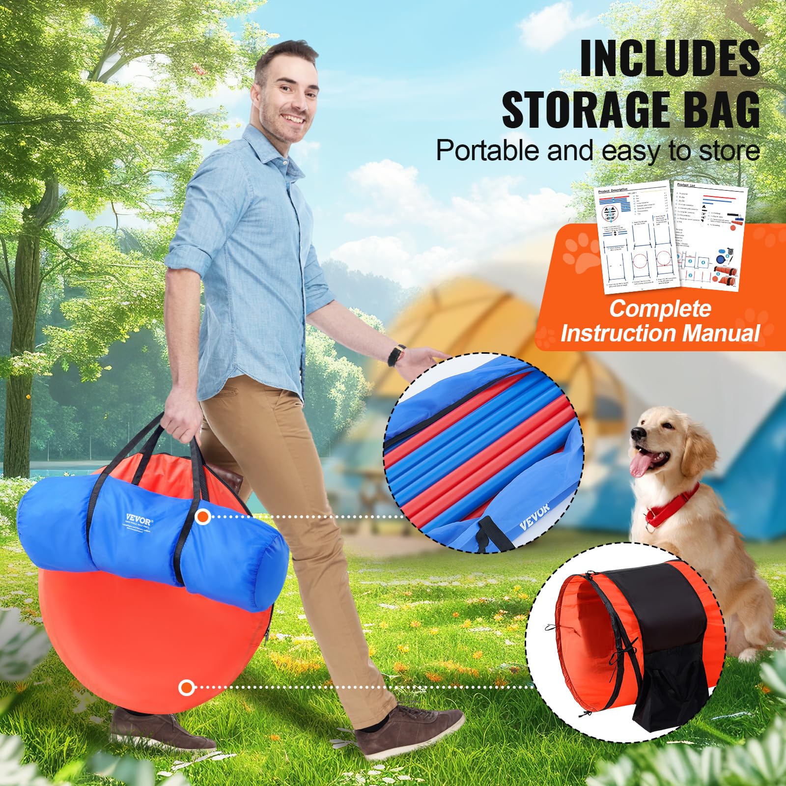 Foto 7 pulgar | Set De Entrenamiento De Agilidad Para Perros Vevor, 13 Piezas, Con 2 Túneles Y Sacos De Arena - Venta Internacional.