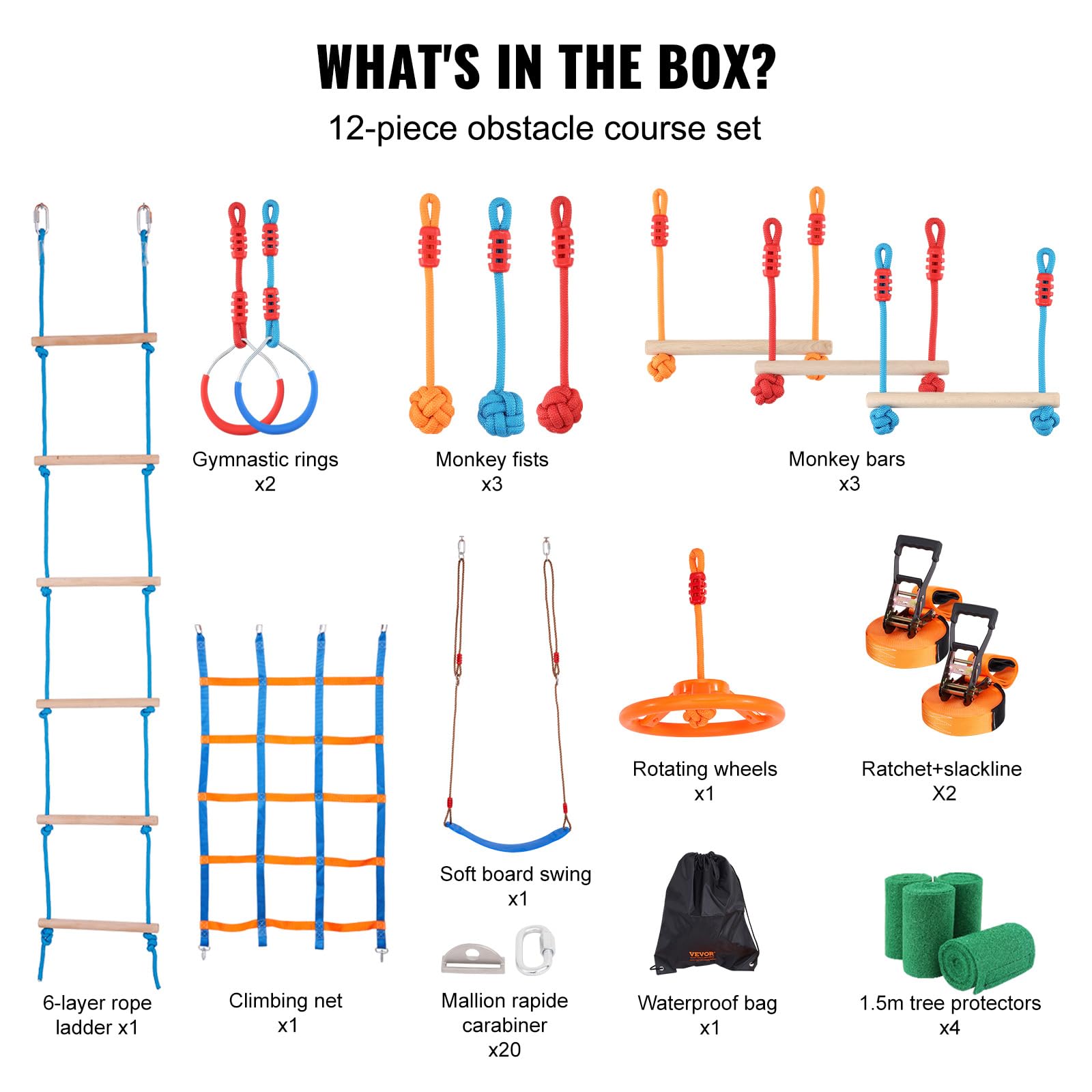 Foto 8 pulgar | Warrior Obstacle Course Vevor Warrior Para Niños Con 17 M De Slackline - Venta Internacional.