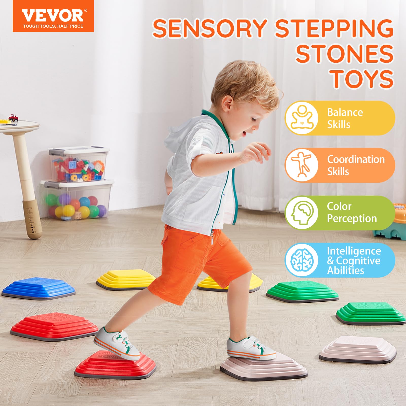 Foto 3 pulgar | Balance Stepping Stones Vevor Para Niños De Hasta 100 Kg, 10 Unidades - Venta Internacional.