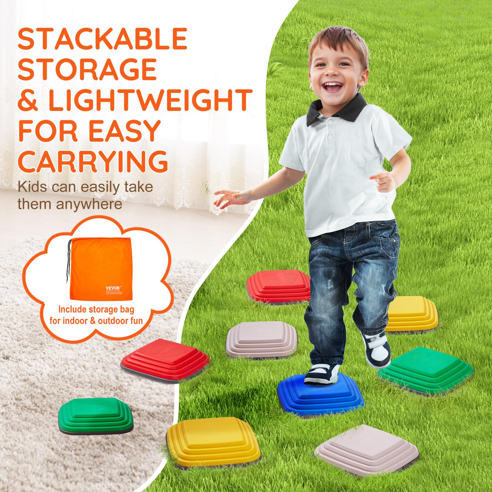 Foto 7 pulgar | Balance Stepping Stones Vevor Para Niños De Hasta 100 Kg, 10 Unidades - Venta Internacional.