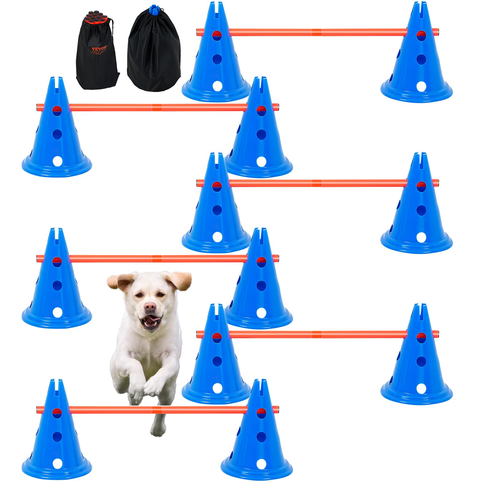 Juego De Conos Vevor Para Perros Agility Hurdle Con 12 Conos Y 6 Varillas - Venta Internacional.