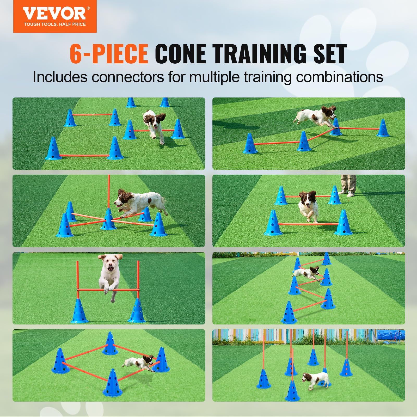 Foto 2 | Juego De Conos Vevor Para Perros Agility Hurdle Con 12 Conos Y 6 Varillas - Venta Internacional.