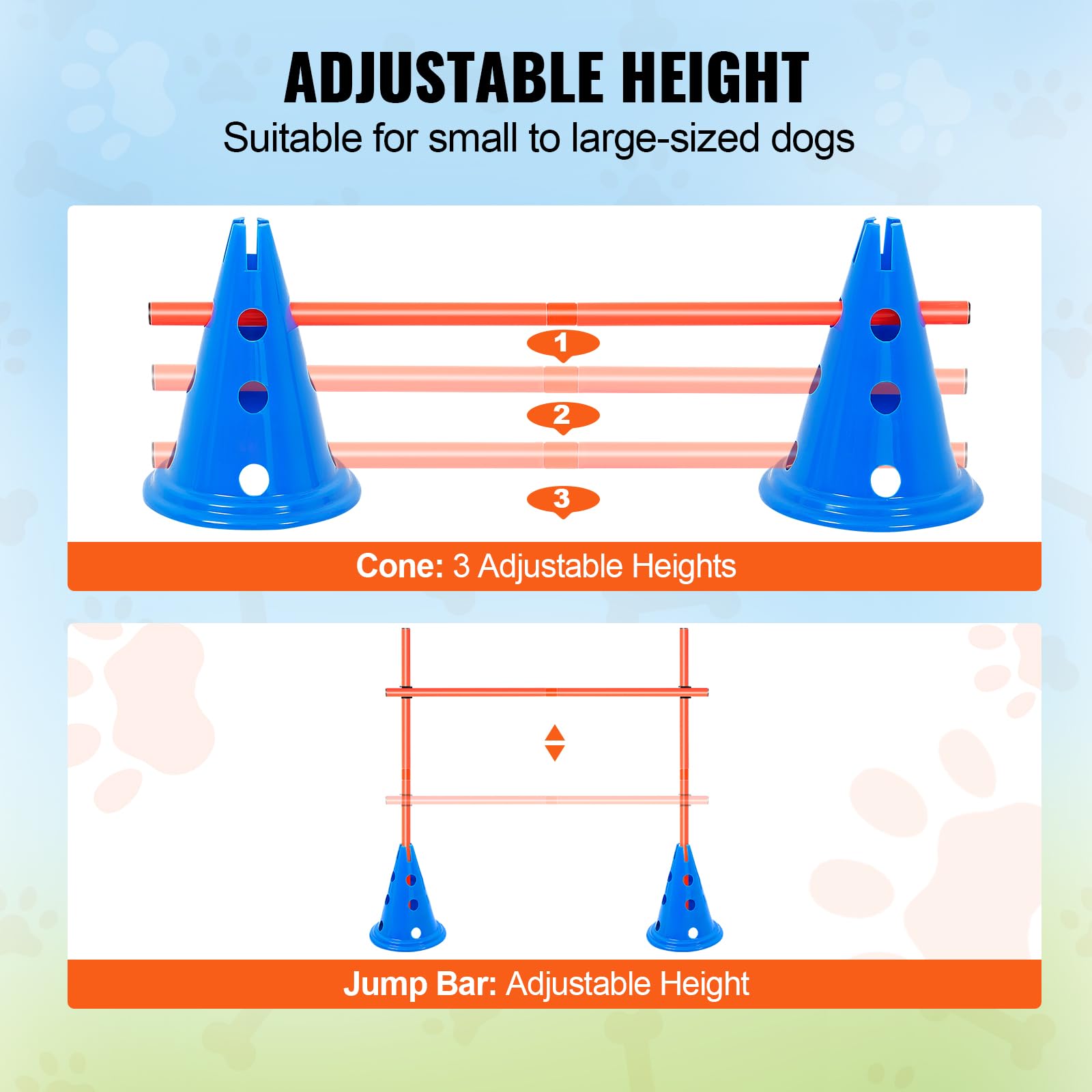 Foto 4 | Juego De Conos Vevor Para Perros Agility Hurdle Con 12 Conos Y 6 Varillas - Venta Internacional.