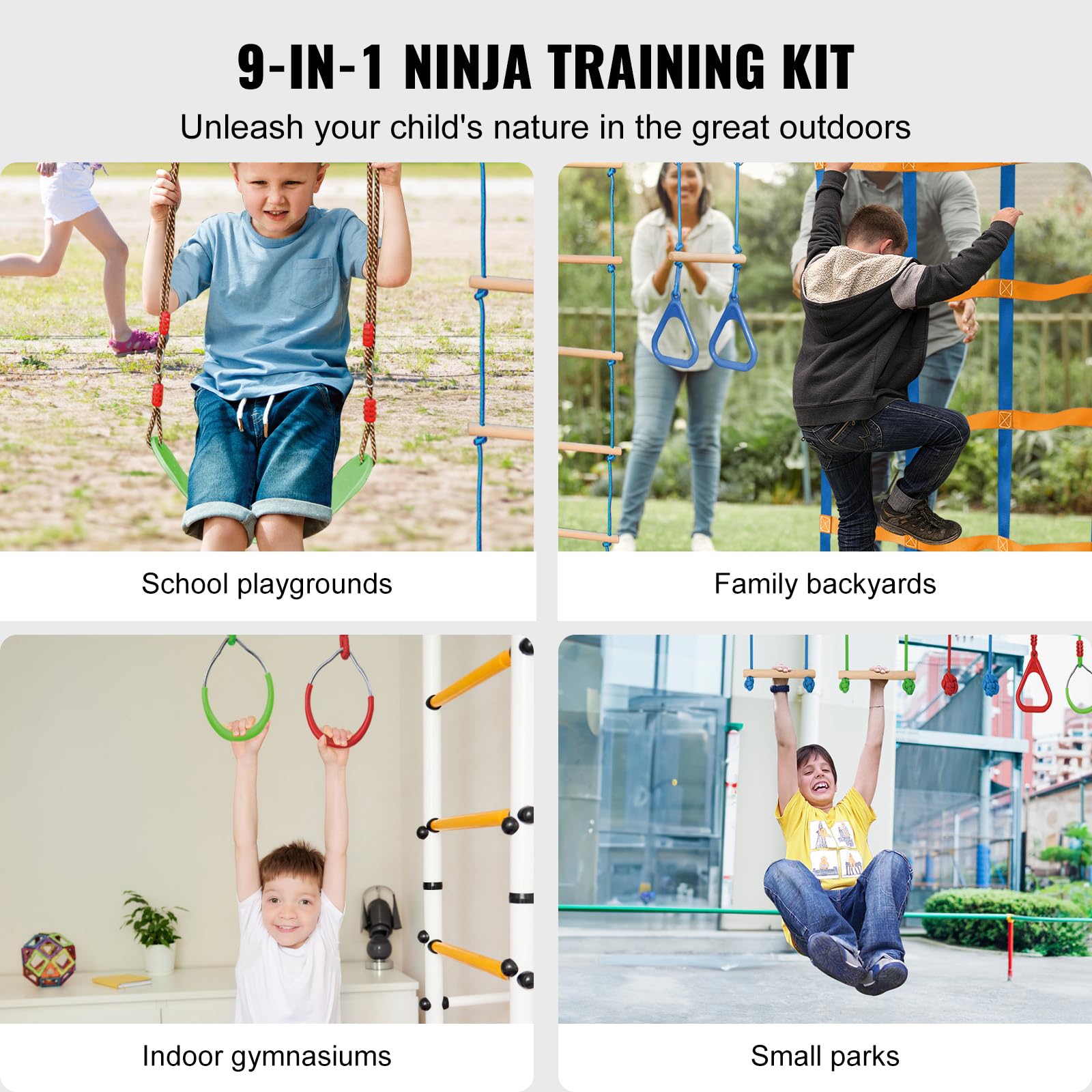 Foto 3 pulgar | Carrera De Obstáculos Ninja Warrior Vevor Para Niños Con 2 X 20 M - Venta Internacional.