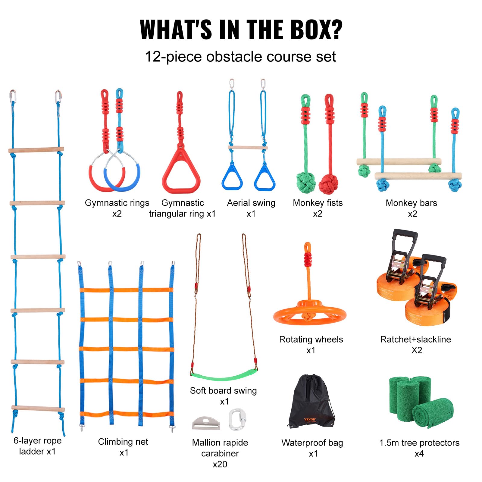 Foto 8 pulgar | Carrera De Obstáculos Ninja Warrior Vevor Para Niños Con 2 X 20 M - Venta Internacional.