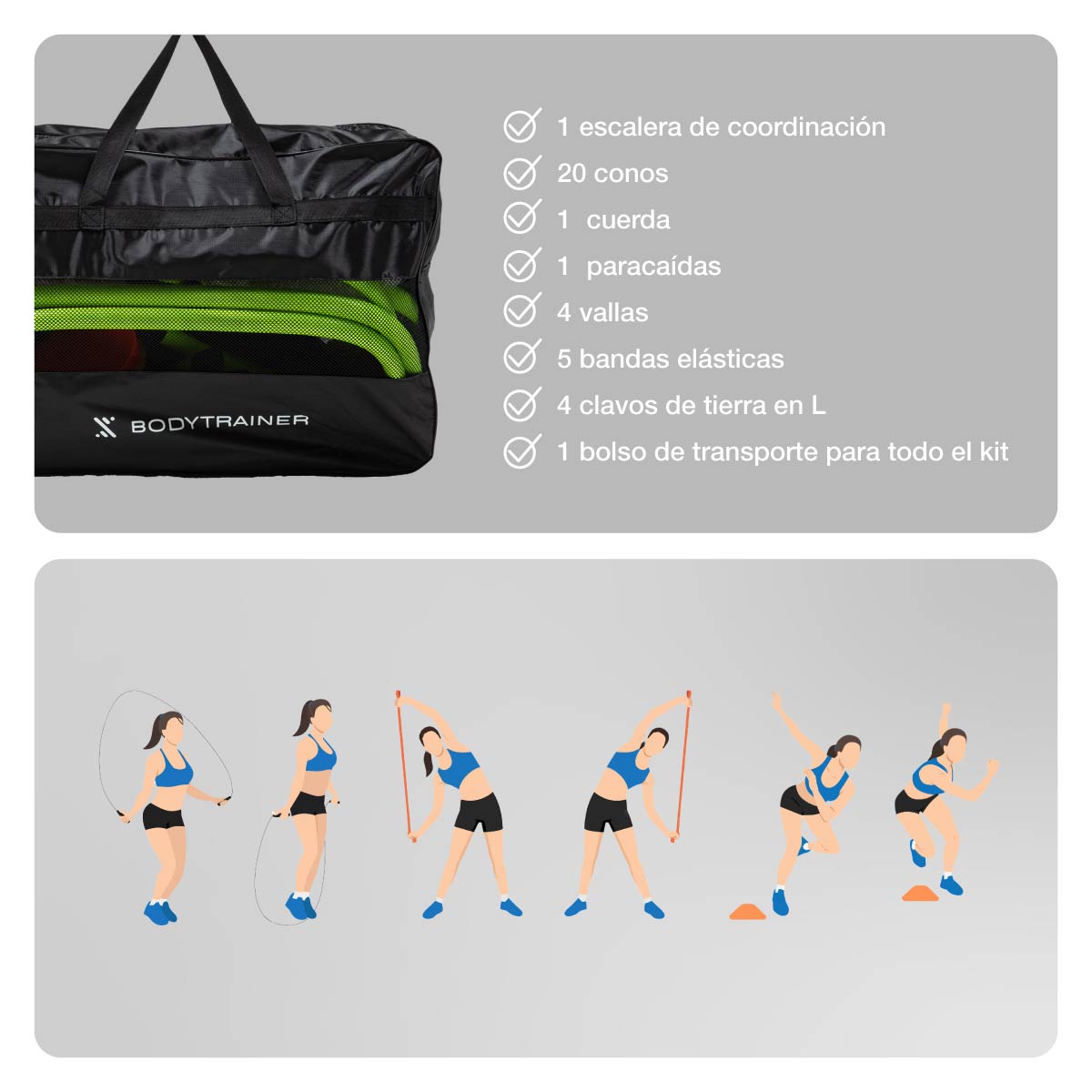 Foto 9 pulgar | Set Agilidad Bodytrainer Con Escalera Vallas Ligas Cuerda