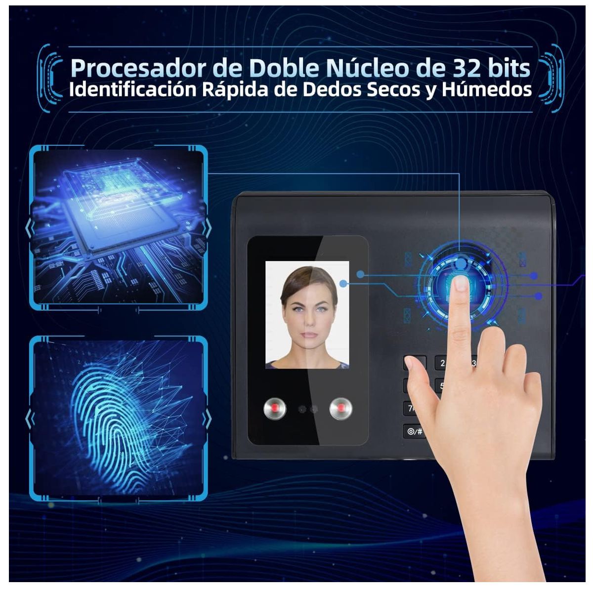 Foto 3 | Reloj Checador Huella Digital Reconocimiento Facial Elegate Negro