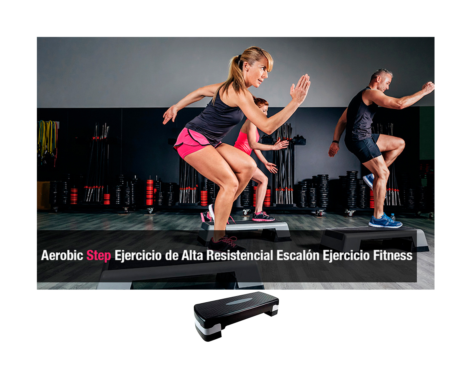 Foto 4 pulgar | Aerobic Step Ejercicio Brandtrendy color Negro con 2 Alturas de Alta Resistencia para Múltiples Ejercicios