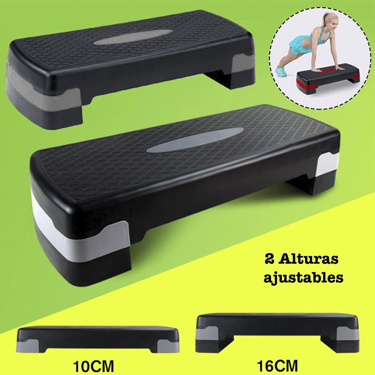 Foto 4 | Aerobic Step Ejercicio Brandtrendy color Negro con 2 Alturas de Alta Resistencia para Múltiples Ejercicios
