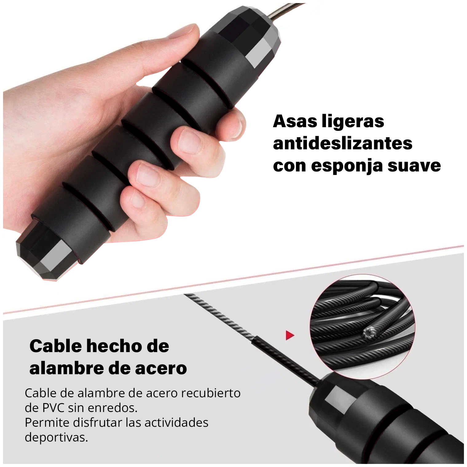 Foto 5 pulgar | Cuerdas para Saltar Altera Kanda con Mango Antideslizante 3m Negra 2 Piezas