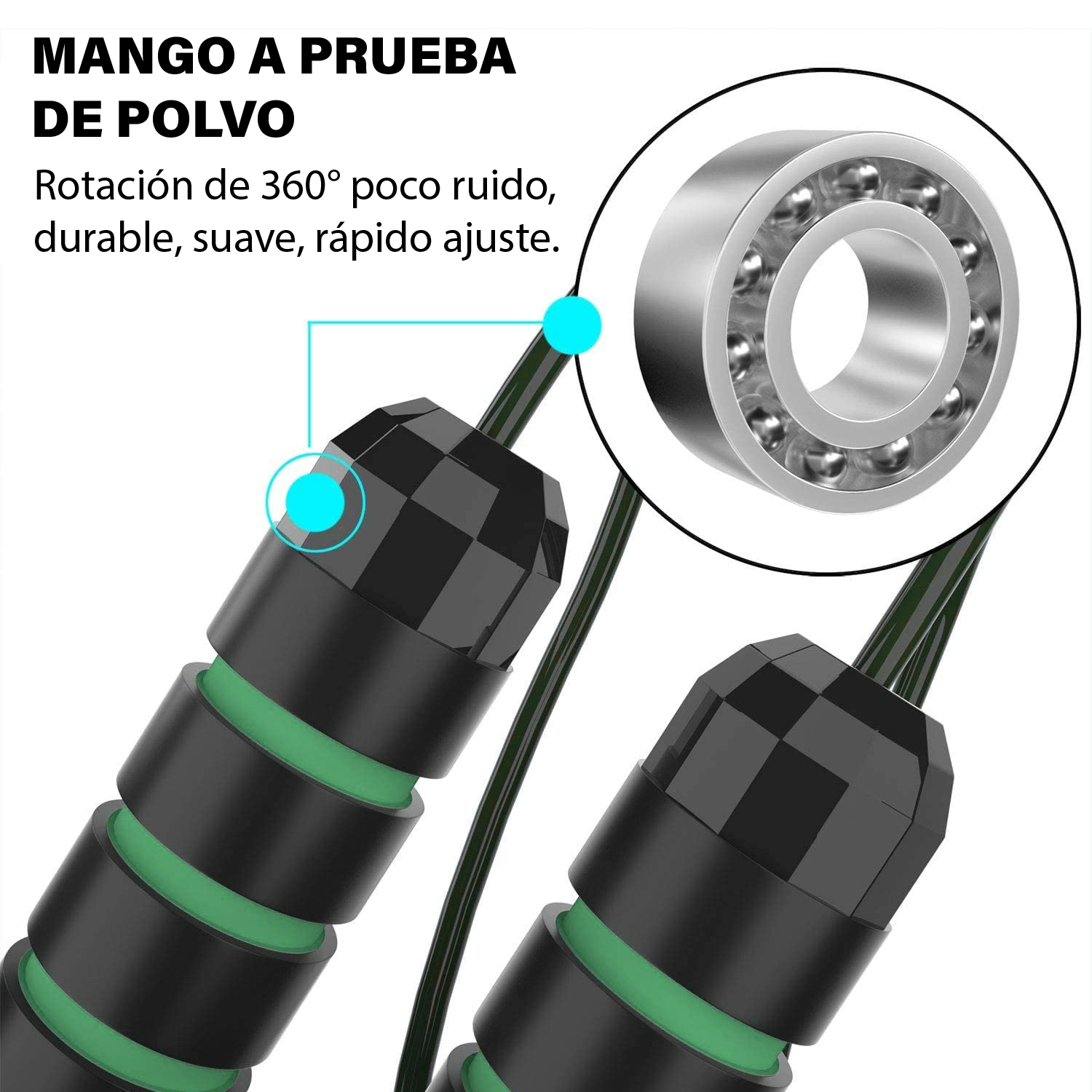 Foto 4 pulgar | Cuerda para Saltar Altera Kanda con Mango Antideslizante 3m Negra 2 Piezas