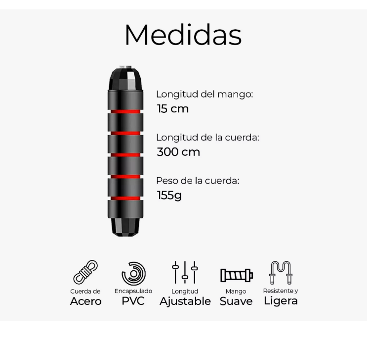 Foto 3 pulgar | Cuerda para Saltar Raganet Ajustable