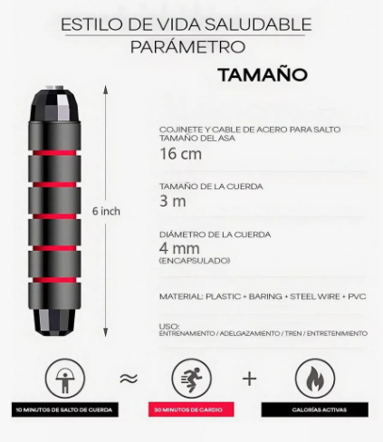 Foto 4 pulgar | Cuerda Para Saltar Ajustable Ejercicio Color Verde