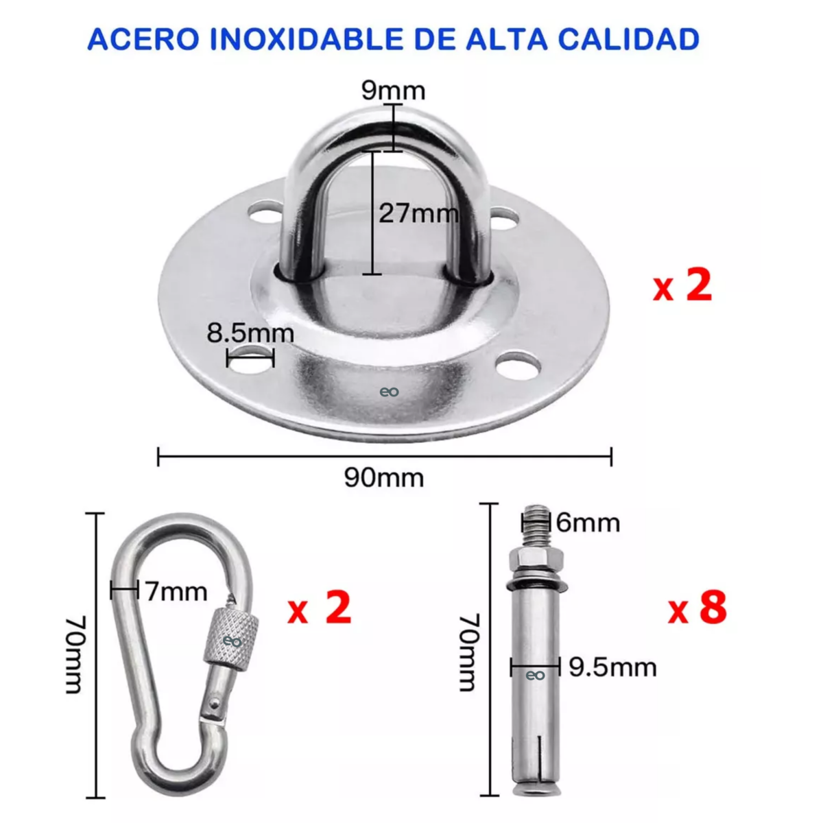 Foto 2 | Gancho Suspensión Colgar Hamacas Placa U Mount Anclaje Pared Eo Safe Imports Esi-15412-1 Plata