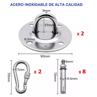 Foto 2 | Gancho Suspensión Colgar Hamacas Placa U Mount Anclaje Pared Eo Safe Imports Esi-15412-1 Plata