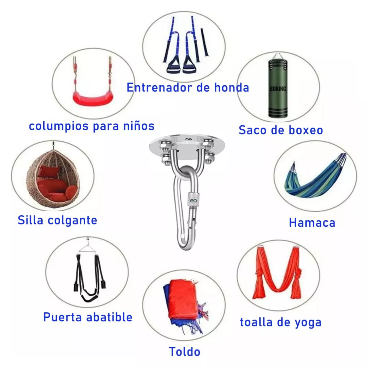 Foto 3 | Gancho Suspensión Colgar Hamacas Placa U Mount Anclaje Pared Eo Safe Imports Esi-15412-1 Plata