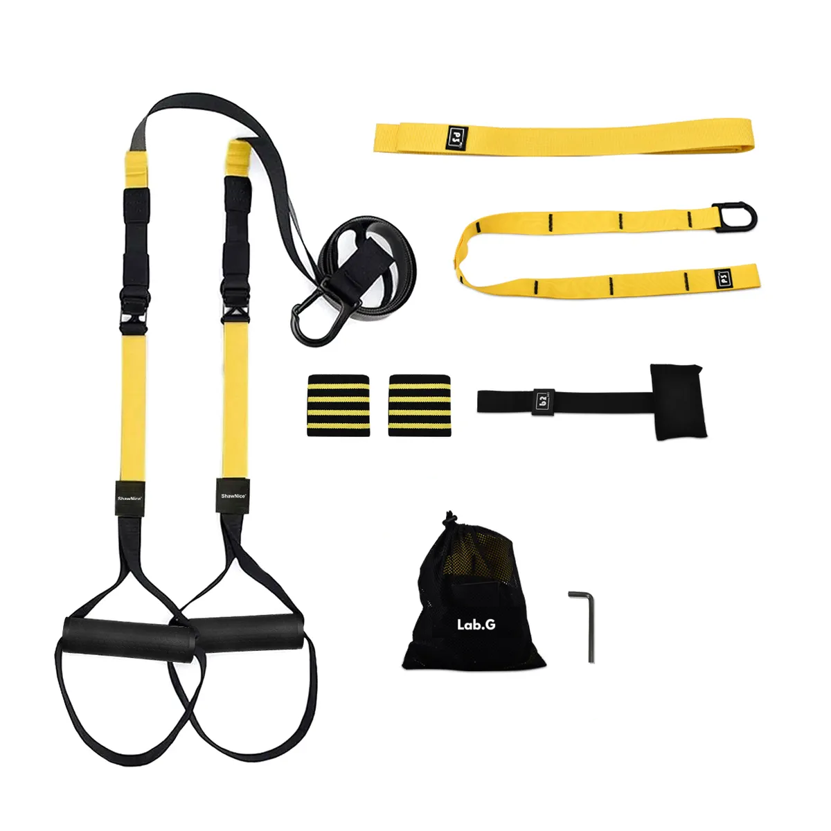 Suspensión Entrenamiento Bandas De Resistencia De Tipo Trx Amarillo Con Negro Lab.g Multicolor