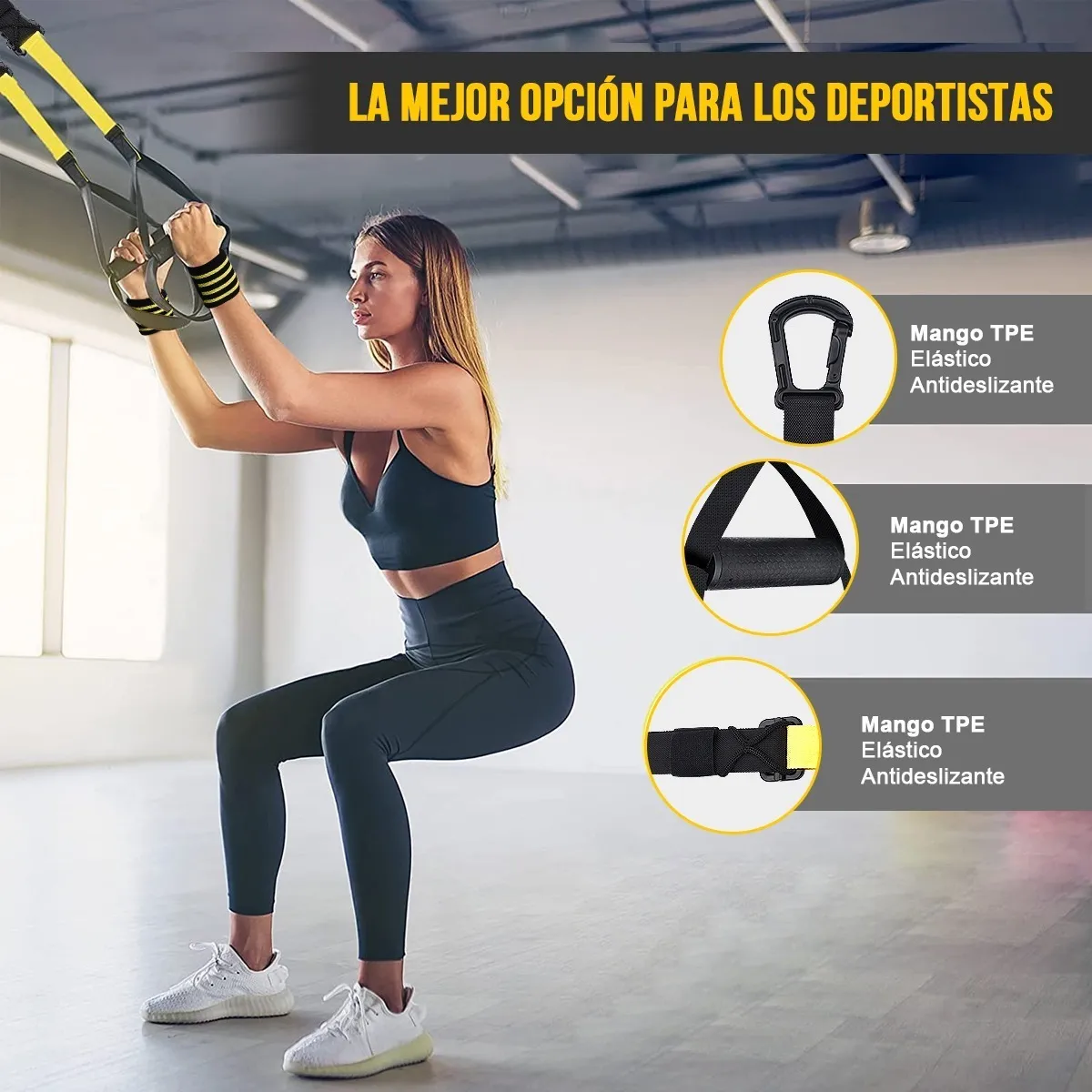 Foto 2 | Suspensión Entrenamiento Bandas De Resistencia De Tipo Trx Amarillo Con Negro Lab.g Multicolor