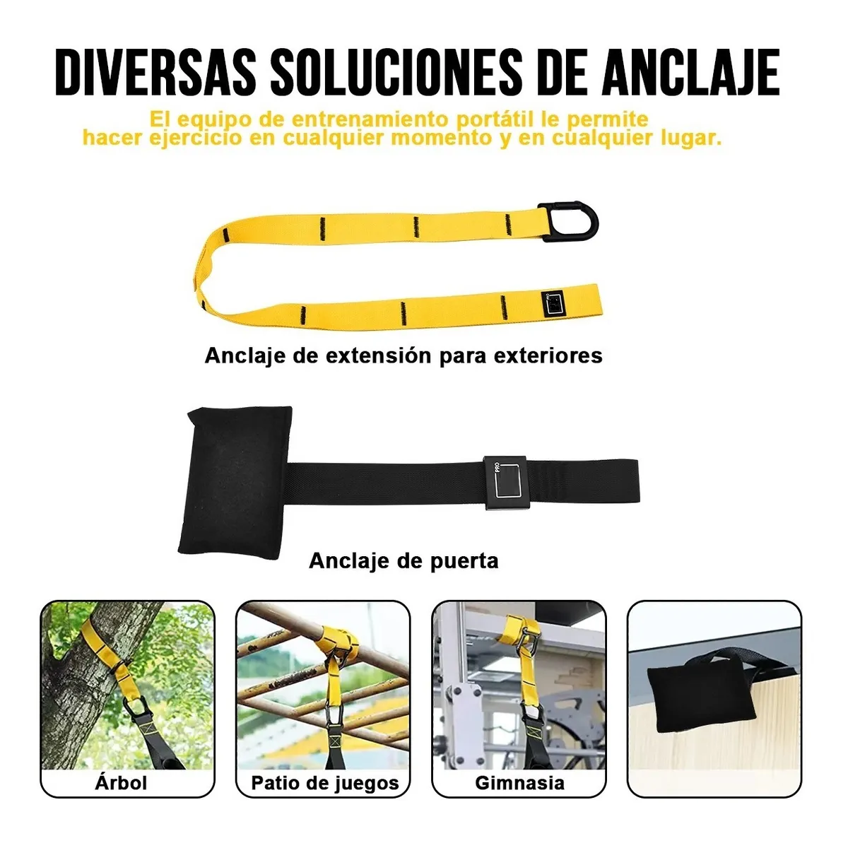 Foto 3 | Suspensión Entrenamiento Bandas De Resistencia De Tipo Trx Amarillo Con Negro Lab.g Multicolor