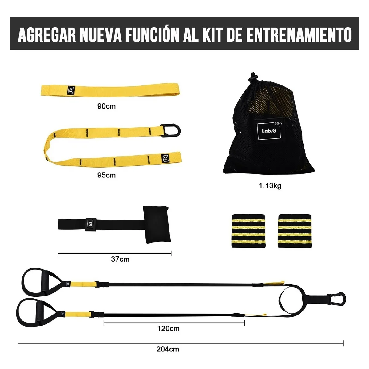 Foto 4 | Suspensión Entrenamiento Bandas De Resistencia De Tipo Trx Amarillo Con Negro Lab.g Multicolor