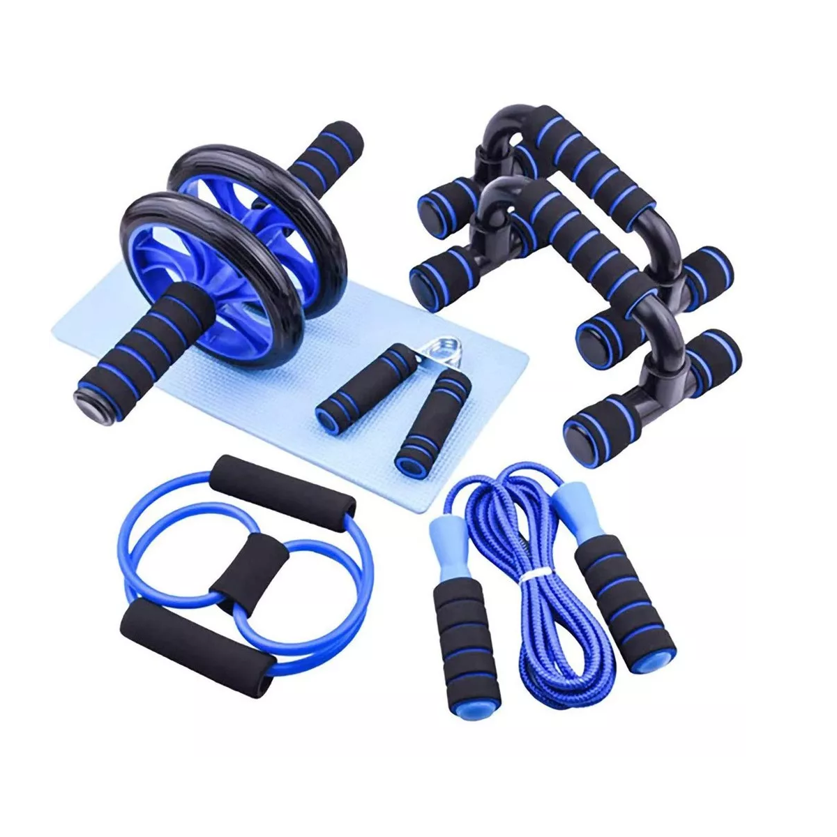 Foto 2 pulgar | Kit Rodillo Abdominal Barras Push-Up Cuerda Ejercitador Mano Eo Safe Imports Esi-9884 Multicolor 7 PZAS