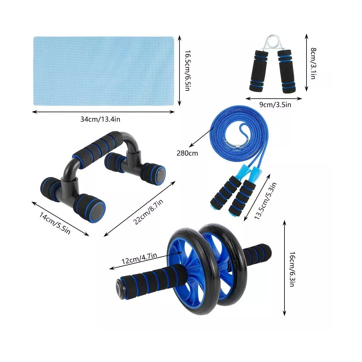 Foto 3 pulgar | Kit Rodillo Abdominal Barras Push-Up Cuerda Ejercitador Mano Eo Safe Imports Esi-9884 Multicolor 7 PZAS