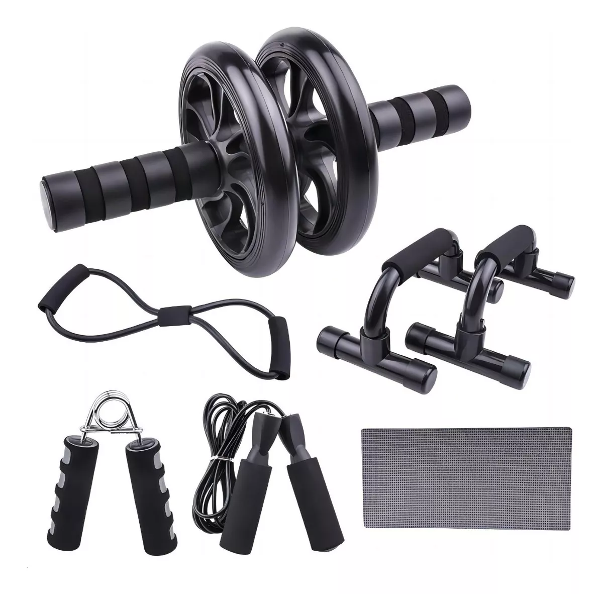 Foto 1 | Kit Rodillo Rueda Abdominal Barras Push-up Cuerda Ejercitado Eo Safe Imports Esi-13971 Negro