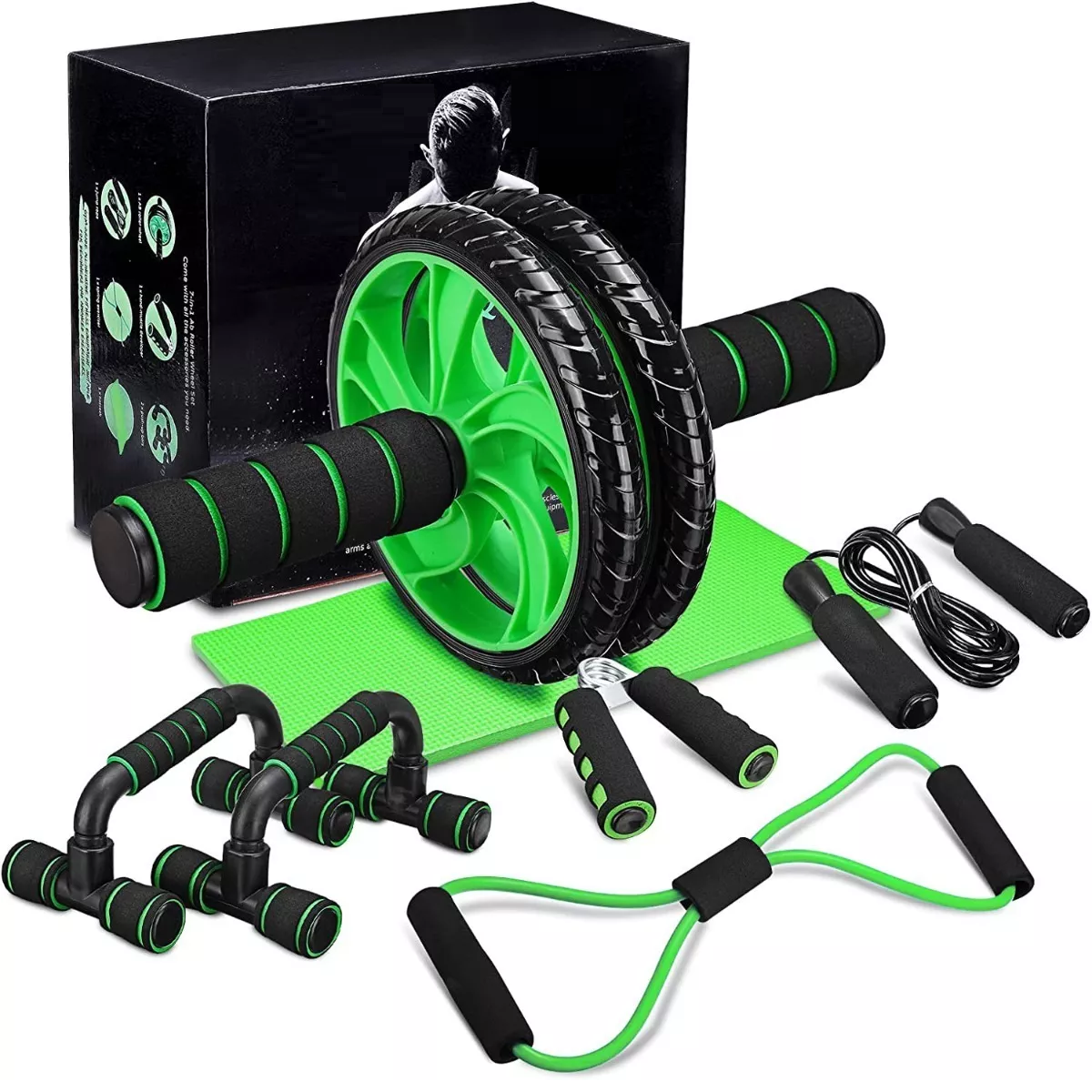 Foto 1 | Kit Rodillo Rueda Abdominal Barras Push-up Cuerda Ejercitado Eo Safe Imports Esi-13972 Multicolor