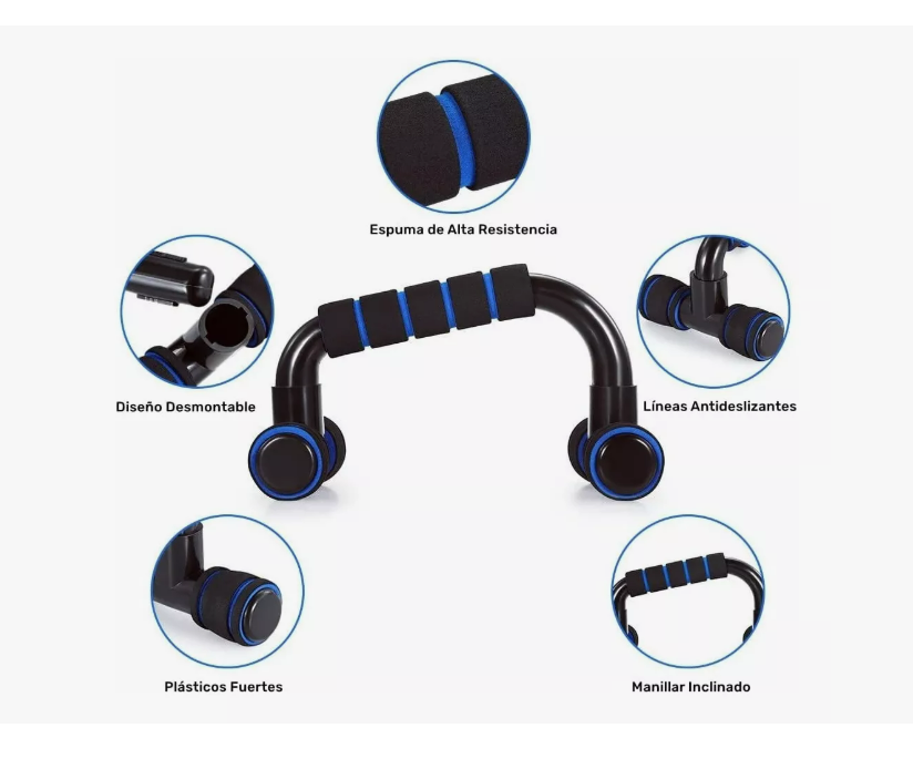 Foto 4 pulgar | Kit Ejercicio Wünd  12 Rodillo Abdominal Barras Push-up Ejercitado Color Azul