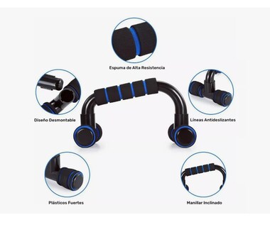 Foto 3 | Kit Ejercicio Wünd 12 Rodillo Abdominal Barras Push-up Ejercitado Color Azul