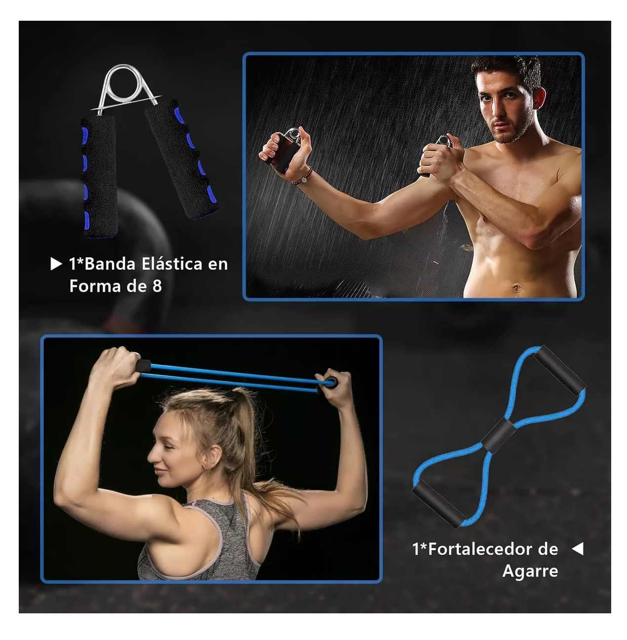 Foto 4 | Kit De Ejercicio 12 Rodillos Abdominal Barras Push-up Ejercitado, Azul Belug