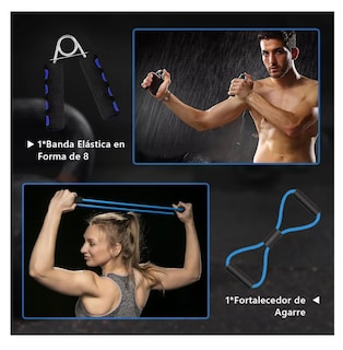 Foto 4 | Kit De Ejercicio 12 Rodillos Abdominal Barras Push-up Ejercitado, Azul Belug
