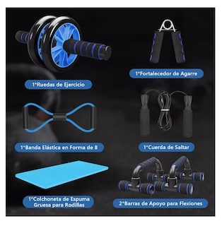 Foto 5 | Kit De Ejercicio 12 Rodillos Abdominal Barras Push-up Ejercitado, Azul Belug