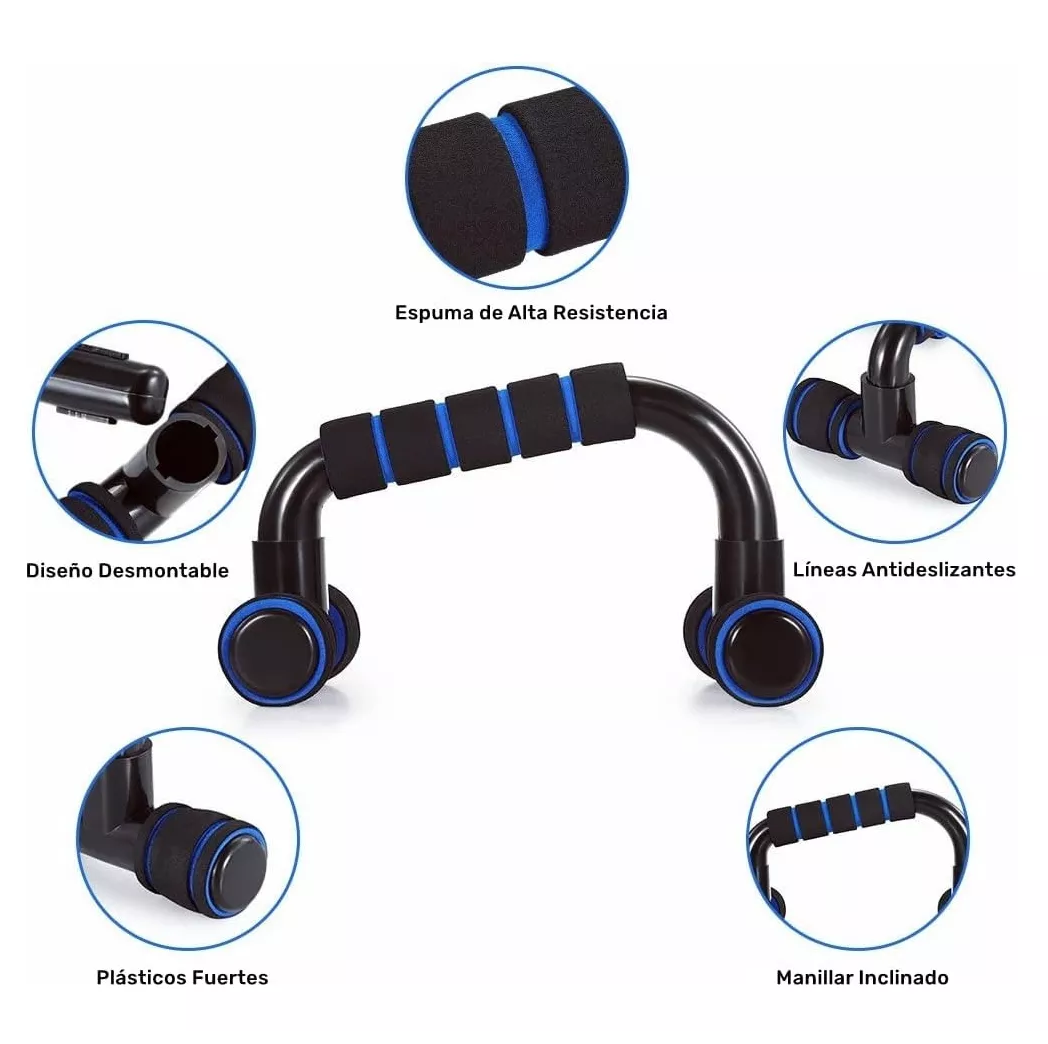 Foto 3 | Kit De Ejercicio Lab.g 12 Rodillos Abdominal Barras Push-up Ejercitado, Azul