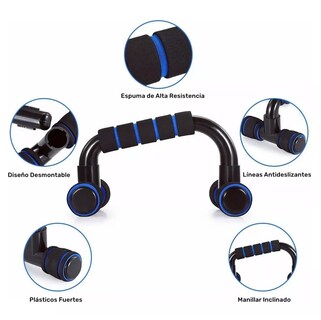 Foto 3 | Kit De Ejercicio Lab.g 12 Rodillos Abdominal Barras Push-up Ejercitado, Azul