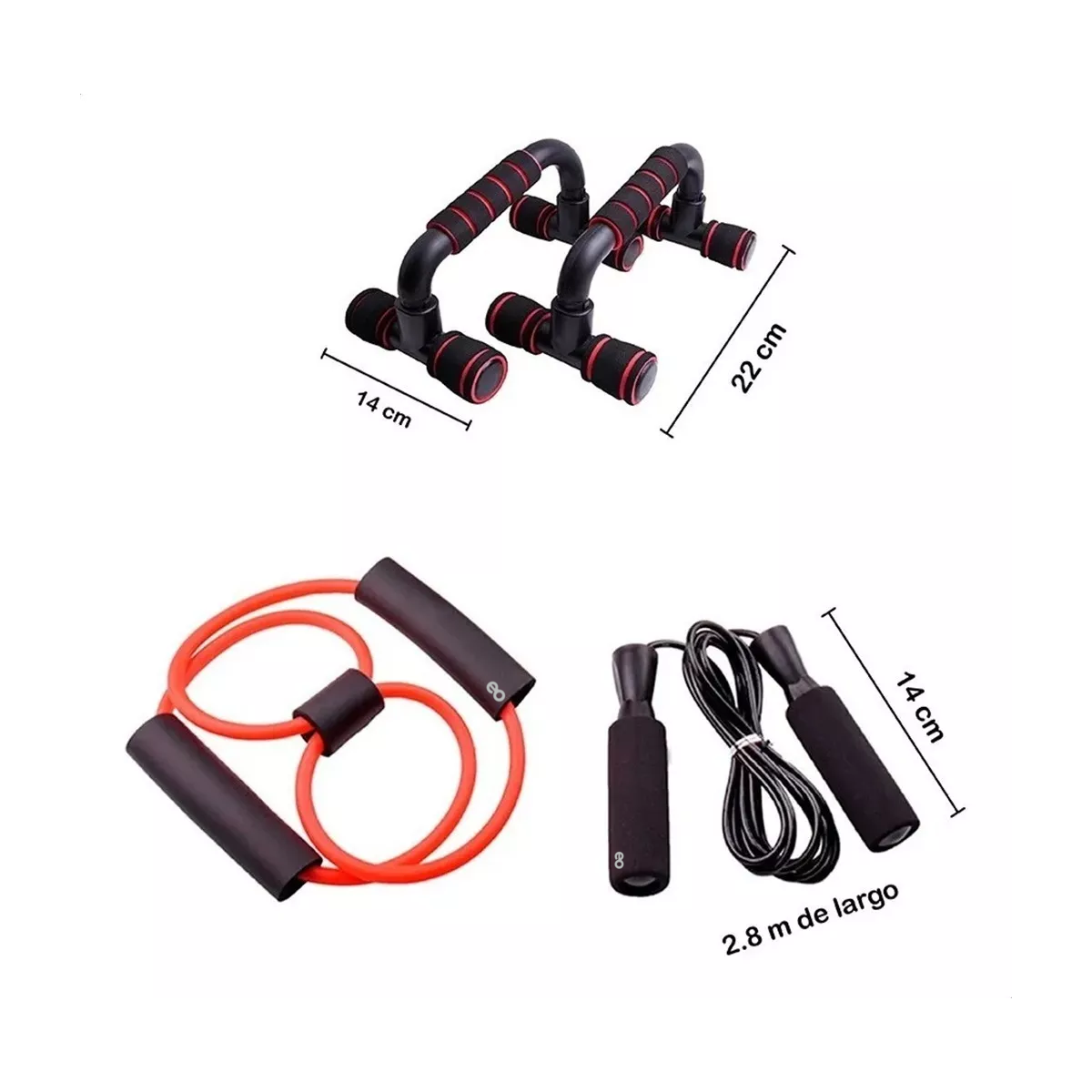 Foto 4 pulgar | Kit 7 En 1 Rueda Abdominal Saltar Ejercicio Eo Safe Imports Esi-11277-1 Rojo
